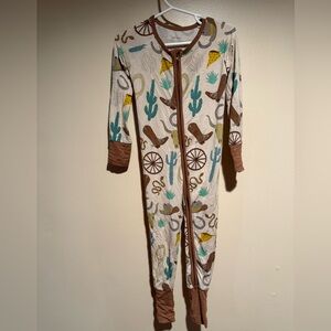 Little Sleepies “ready to rodeo” zippy onesie size 18-24 months cowboy western